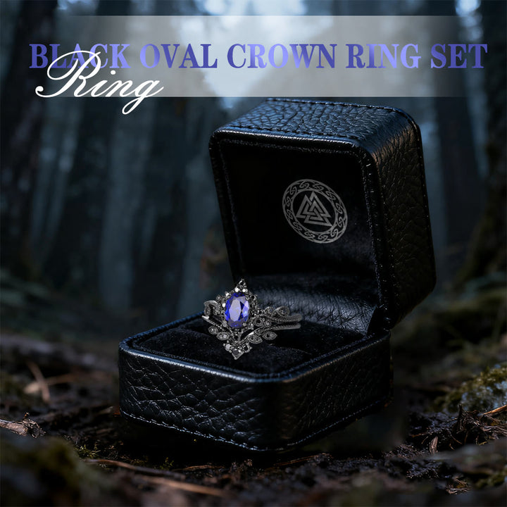 WorldNorse Black Oval Crown Ring Set - image 2