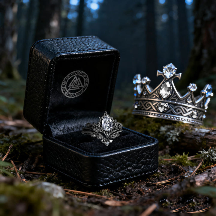 WorldNorse Black Oval Crown Ring Set - image 9