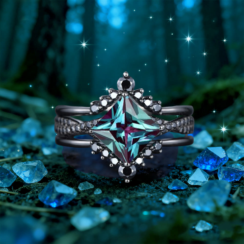 WorldNorse Mystic Alexandrite Star Ring Set - US 11 - image 0
