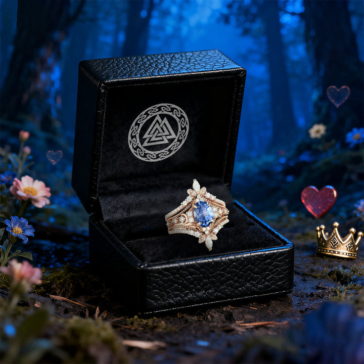 WorldNorse Blue Zircon Flower Crown Ring Set - image 4