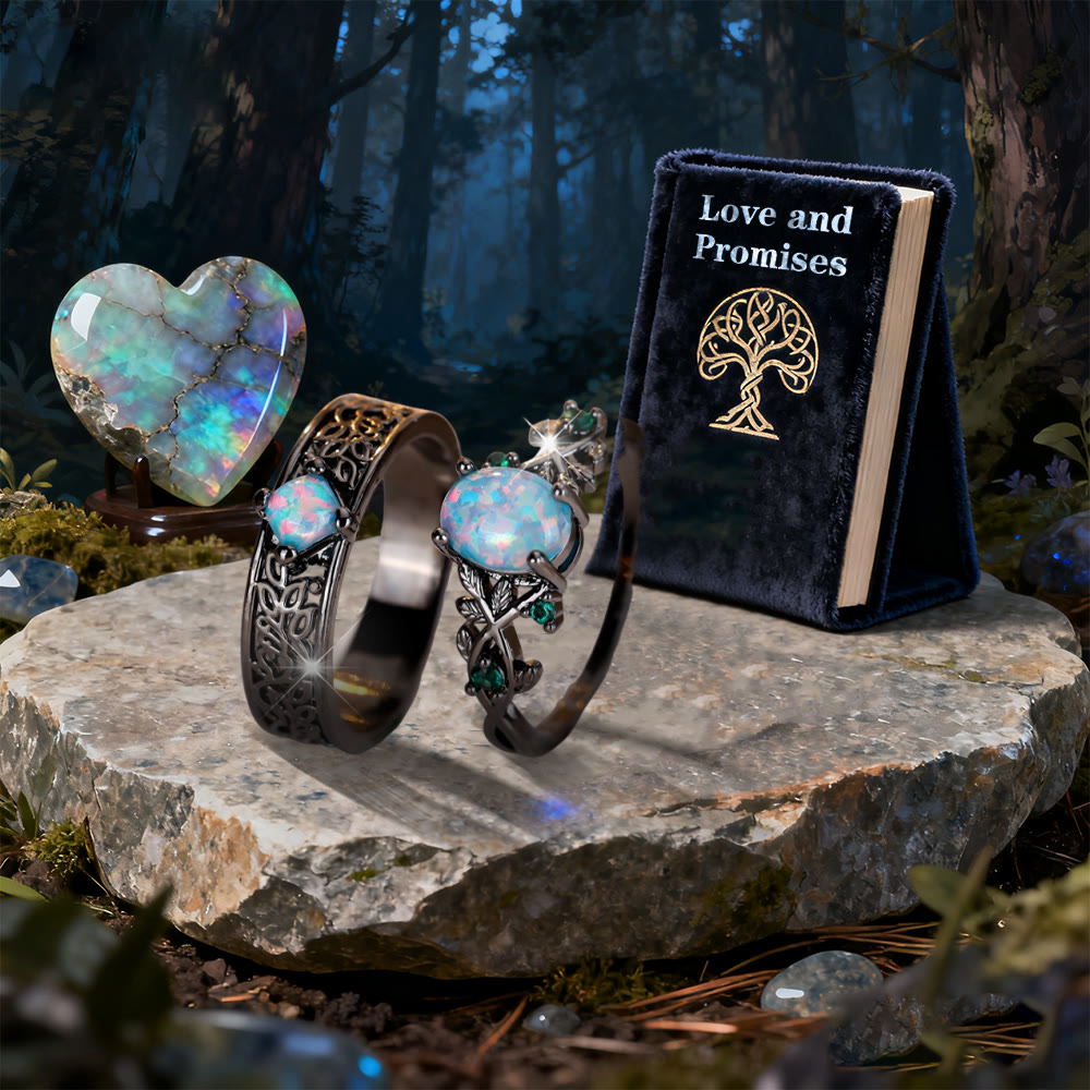 WorldNorse 2 Pcs Blue Sandstone Leaf Ring Set - image 8