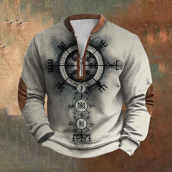 WorldNorse Esoteric Rune Compass Vegvisir Zipper Sweatshirt - US/UK/AU52,EU62 (6XL) - image 0