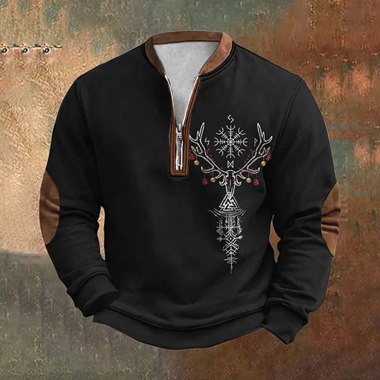WorldNorse Enchanted Stag Vegvisir Valknut Zipper Sweatshirt - US/UK/AU52,EU62 (6XL) - image 0