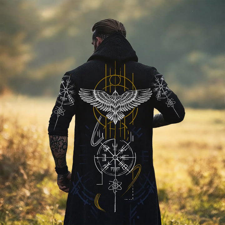 WorldNorse Mystic Raven Celestial Rune Hooded Cloak Coat - US/UK/AU52,EU62 (6XL) - image 0