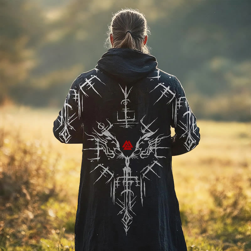 WorldNorse Viking Rune Beast Valknut Hooded Cloak Coat - US/UK/AU52,EU62 (6XL) - image 0