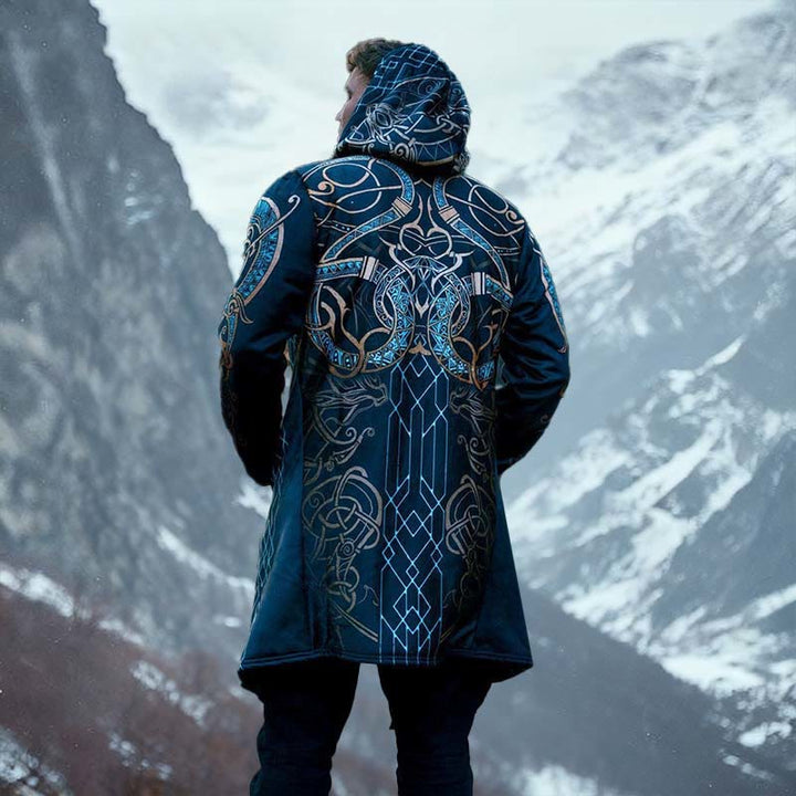 WorldNorse Celtic Knot Dragon Rune Hooded Cloak Coat - US/UK/AU52,EU62 (6XL) - image 0
