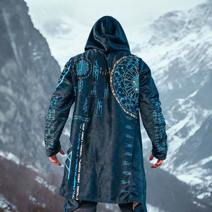 WorldNorse Astral Lunar Rune Compass Map Hooded Cloak Coat - US/UK/AU52,EU62 (6XL) - image 0