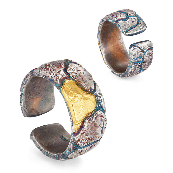 WorldNorse 999 Sterling Gold Multicolor Textured Ring - image 3