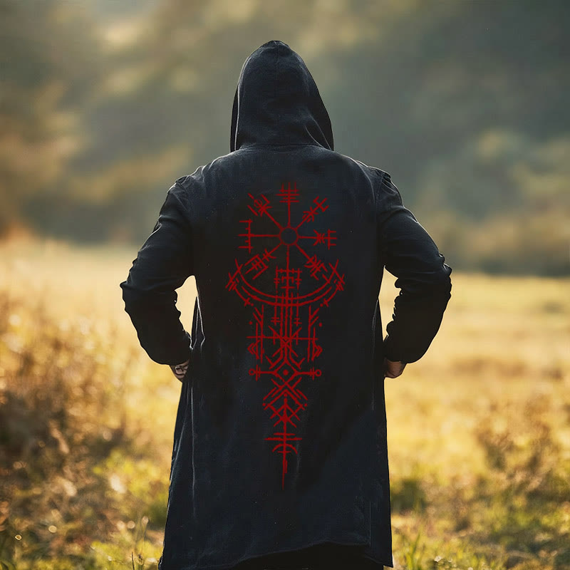 WorldNorse Rune Compass Alphabet Hooded Cloak Coat - US/UK/AU52,EU62 (6XL) - image 0