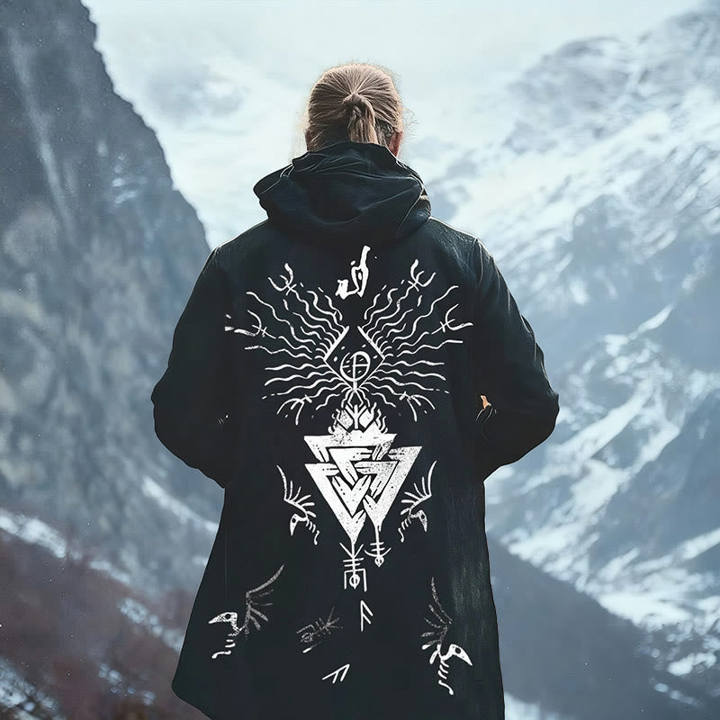 WorldNorse Mystic Eye Valknut Rune Hooded Cloak Coat - US/UK/AU52,EU62 (6XL) - image 0