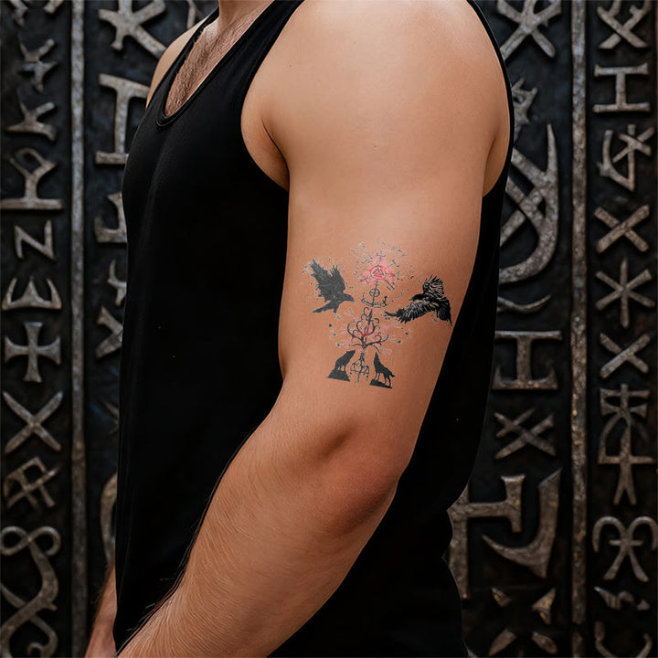 WorldNorse Raven Wolf Yggdrasil Rune Waterproof Tattoo Stickers - image 5