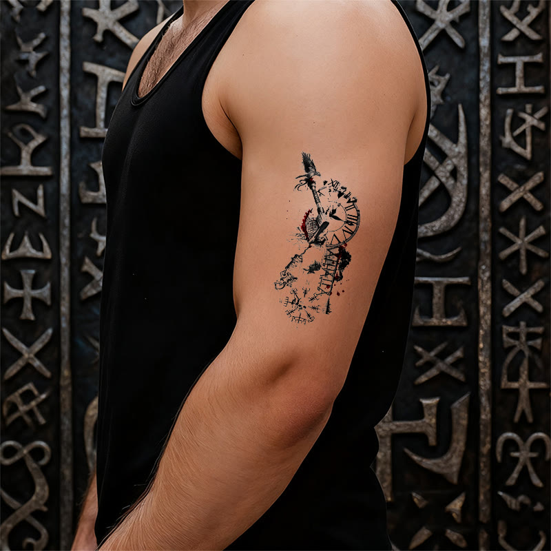 WorldNorse Grunge Norse Weapon Chrono Blaze Waterproof Tattoo Stickers - image 5