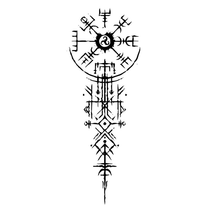 WorldNorse Architect Sigil Pillar Vegvisir Waterproof Tattoo Stickers - Two Pieces - image 0