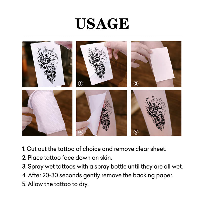 WorldNorse Seer Odin Totem Vegvisir Waterproof Tattoo Stickers - image 4