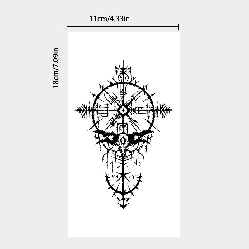 WorldNorse Gothic Rune Compass Vegvisir Waterproof Tattoo Stickers - image 3