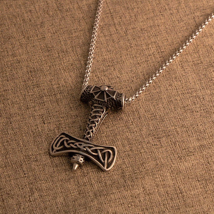 WorldNorse Celtic Endless Knot Thor's Hammer Shaped Necklace