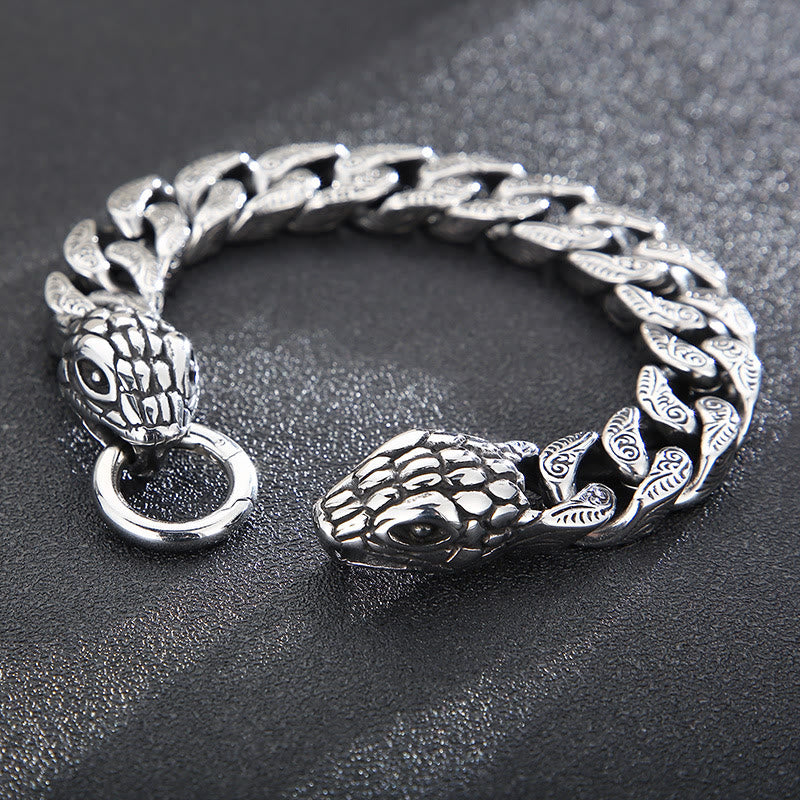 WorldNorse Vintage Curb Chain Snake Charm Bracelet