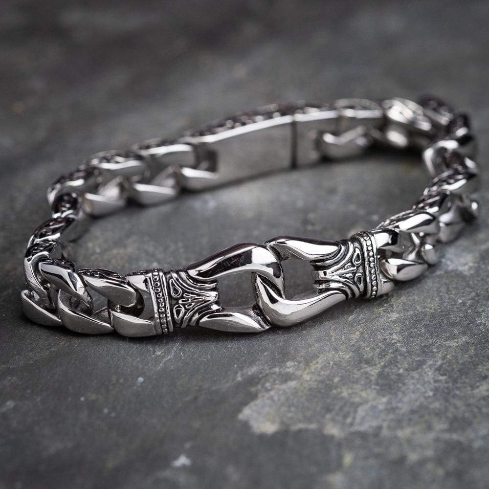 WorldNorse Retro Totem Celtic Knot Chunky Curb Link Bracelet