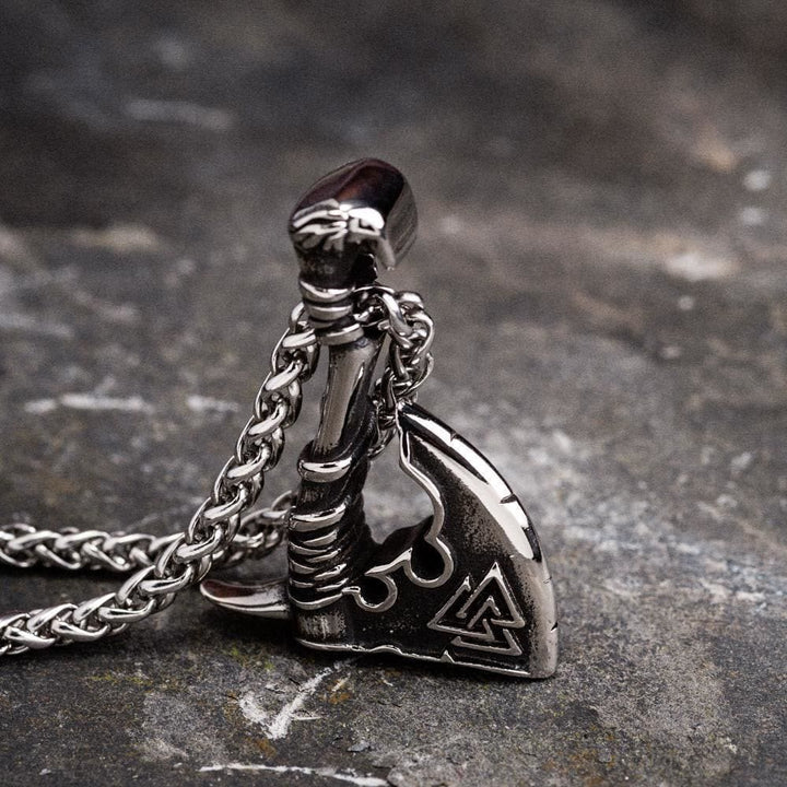 WorldNorse Viking Valknut Axe Necklace