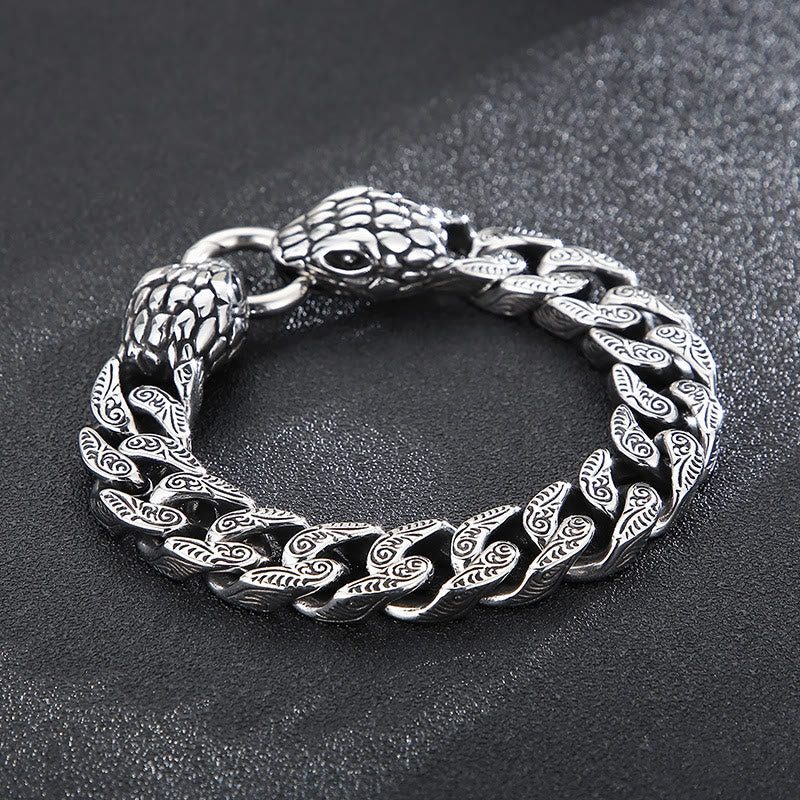 WorldNorse Vintage Curb Chain Snake Charm Bracelet