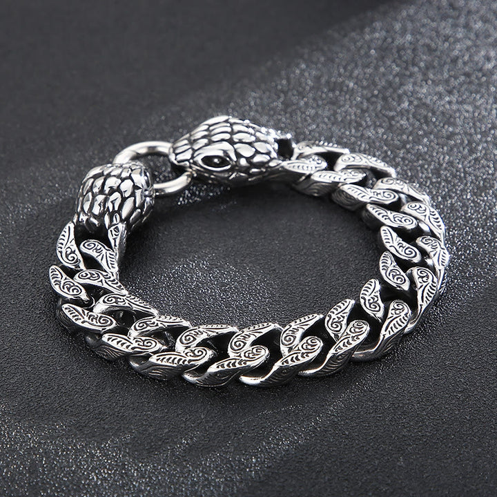 WorldNorse Vintage Curb Chain Snake Charm Bracelet