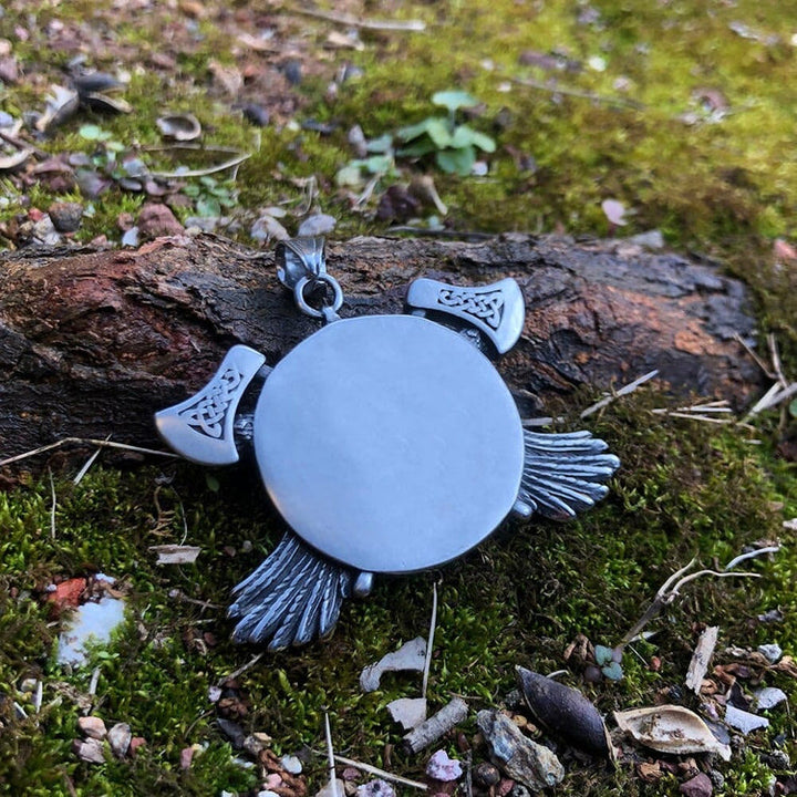 WorldNorse Dual Color Raven With Axe Legendary Necklace