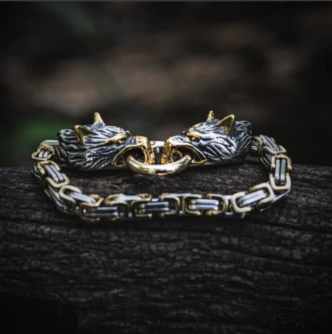 WorldNorse Nordic Geri And Freki Wolves Bracelet
