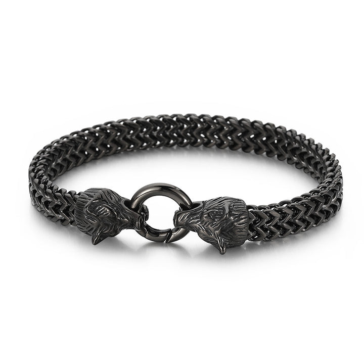 WorldNorse Wolf Head Viking Titanium Steel Strengthen Bracelet