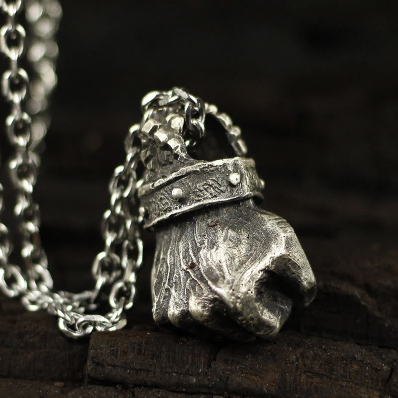 WorldNorse Powerful Fist of Fate Hammering Gesture Necklace