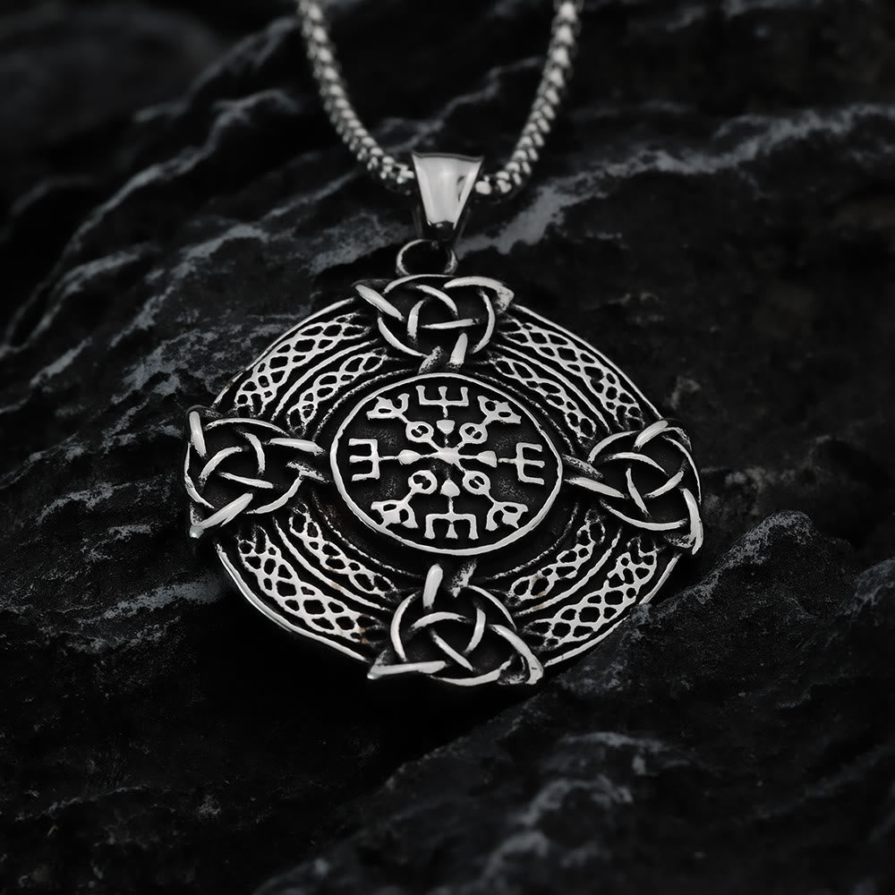 WorldNorse Vegvisir Celtic Knot Triple Necklace