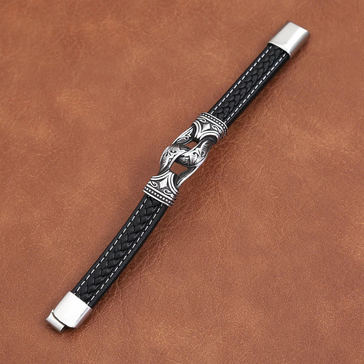 WorldNorse Norse Mythology Viking Symbol Style Leather Bracelet