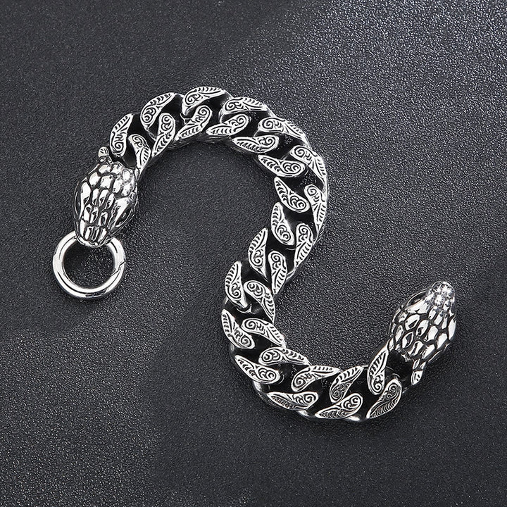 WorldNorse Vintage Curb Chain Snake Charm Bracelet