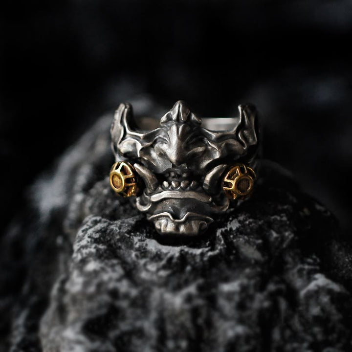 WorldNorse Vintage Samurai Mask Adjustable Ring