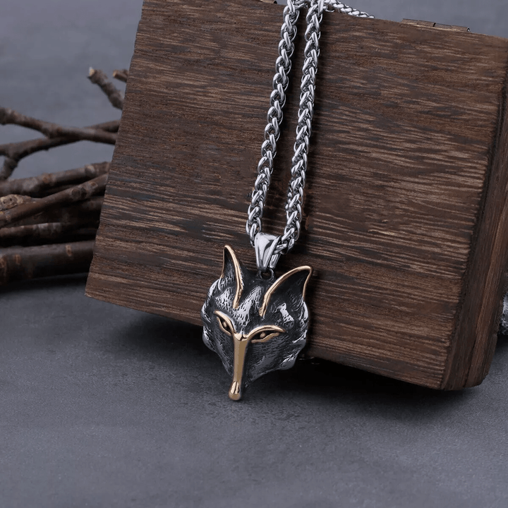 WorldNorse Wolf Head Titanium Steel Necklace