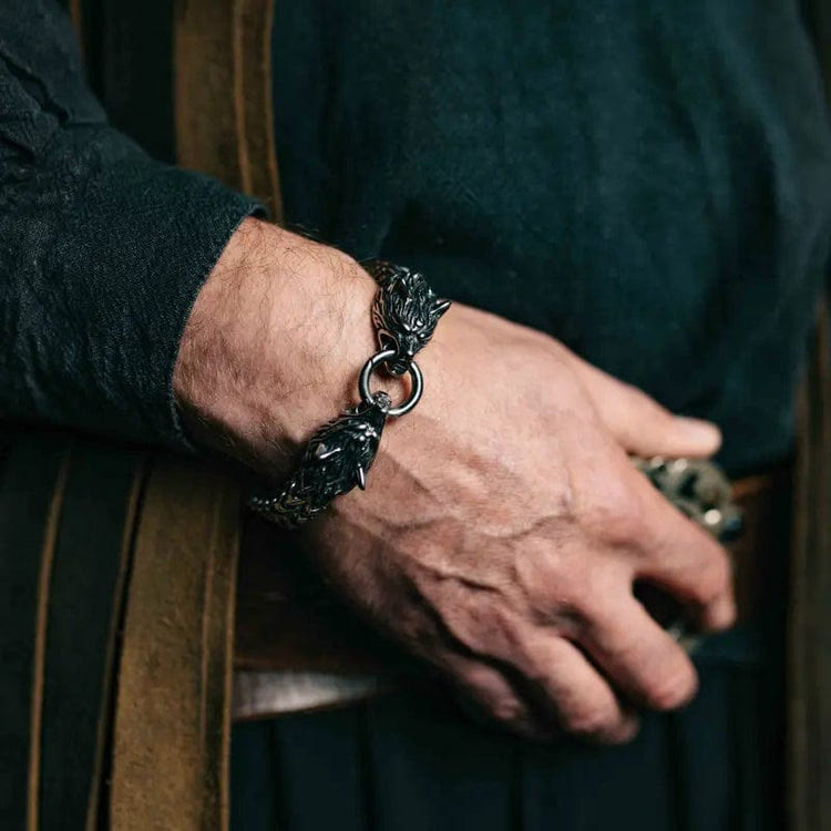 WorldNorse Wolf Head Viking Titanium Steel Strengthen Bracelet