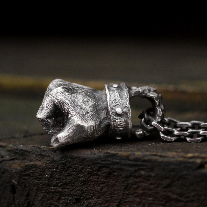 WorldNorse Powerful Fist of Fate Hammering Gesture Necklace