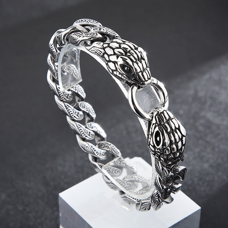 WorldNorse Vintage Curb Chain Snake Charm Bracelet