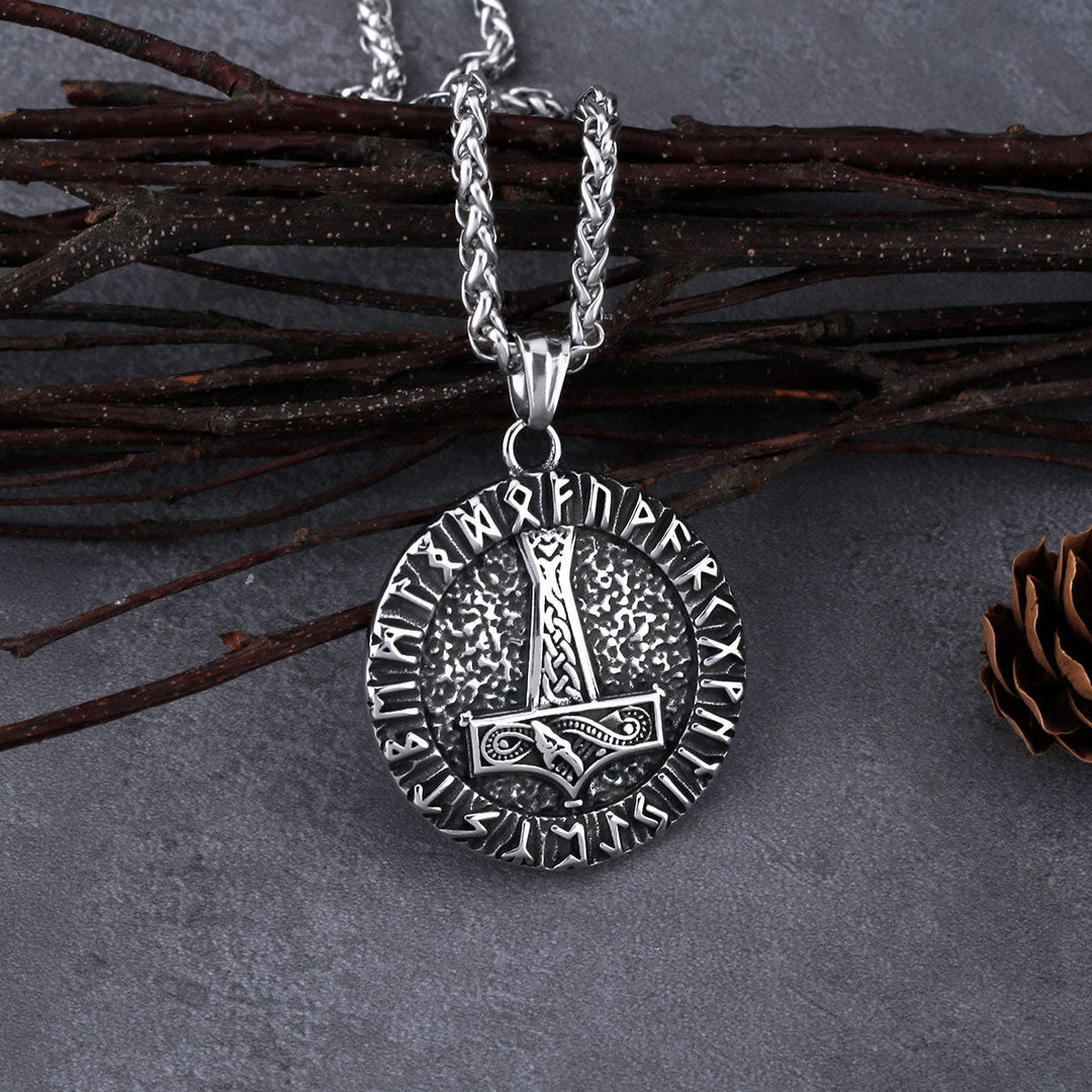 WorldNorse Thor's Hammer With Circle Of Runes Necklace