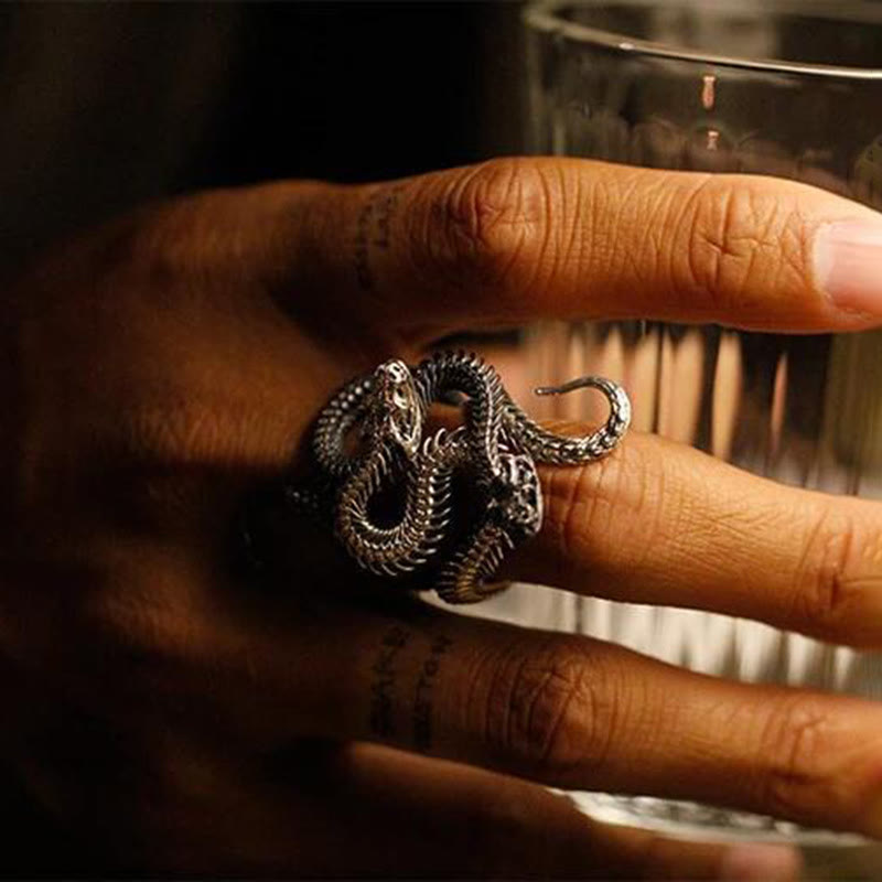 WorldNorse Vintage Snake Shape Winding Adjustable Ring