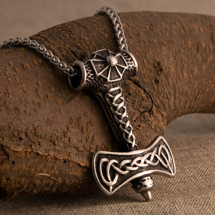 WorldNorse Celtic Endless Knot Thor's Hammer Shaped Necklace
