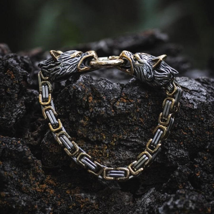WorldNorse Nordic Geri And Freki Wolves Bracelet