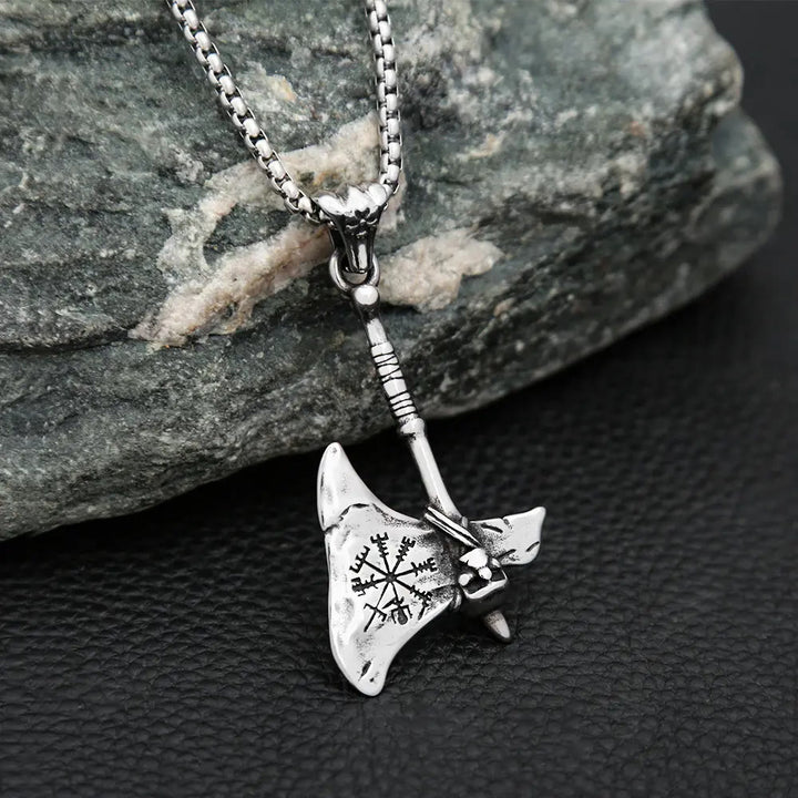WorldNorse Viking Axe Vegvisir Amulet Self-defense Necklace