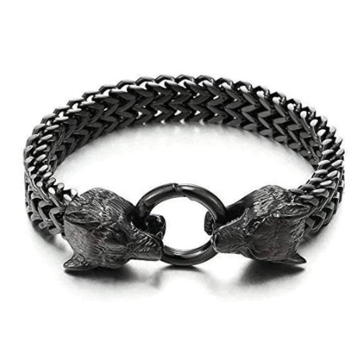 WorldNorse Wolf Head Viking Titanium Steel Strengthen Bracelet