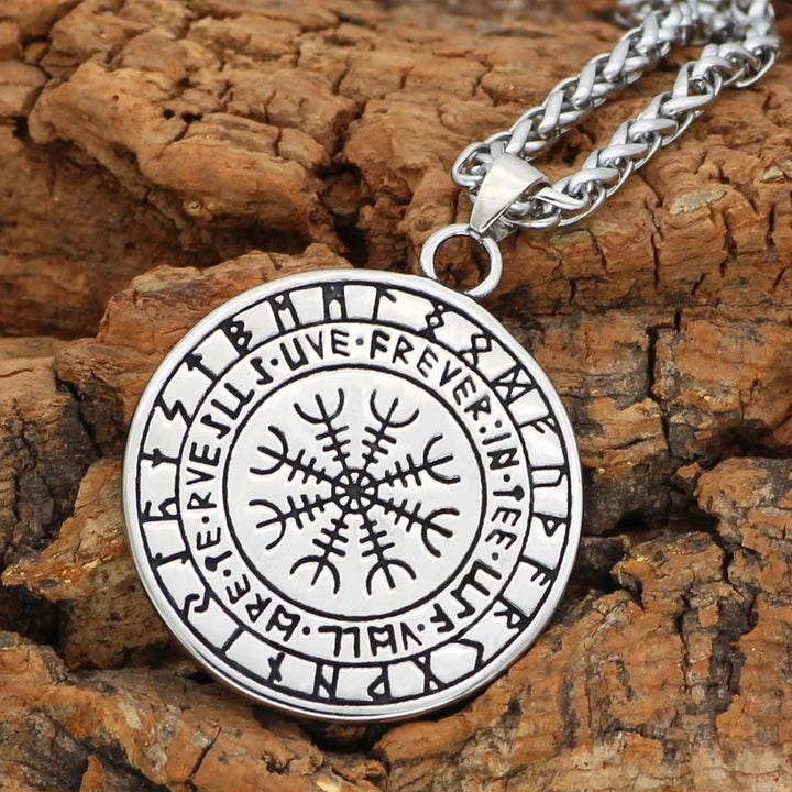 WorldNorse Wolf Head With Moon Night Rune Amulet Necklace
