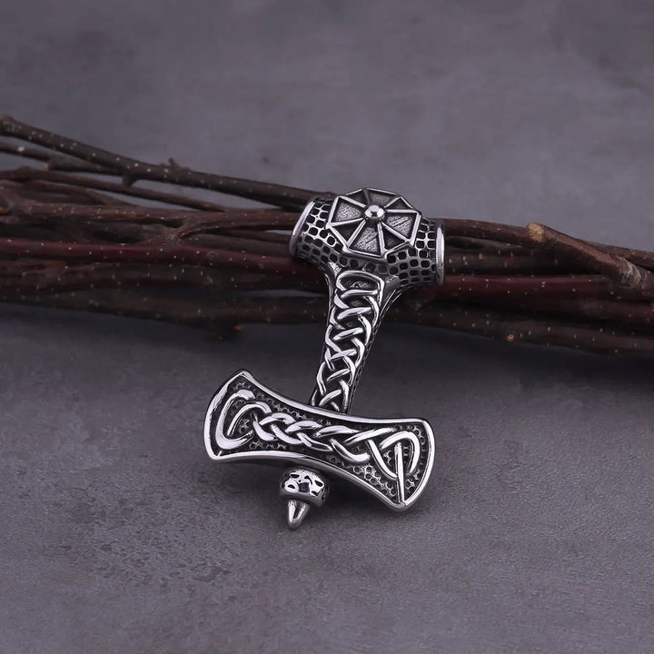 WorldNorse Celtic Endless Knot Thor's Hammer Shaped Necklace