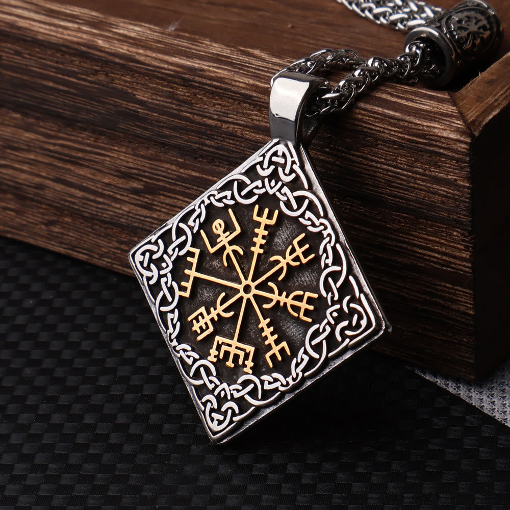 WorldNorse Celtic Knot Surround Vegvisir Geometric Necklace