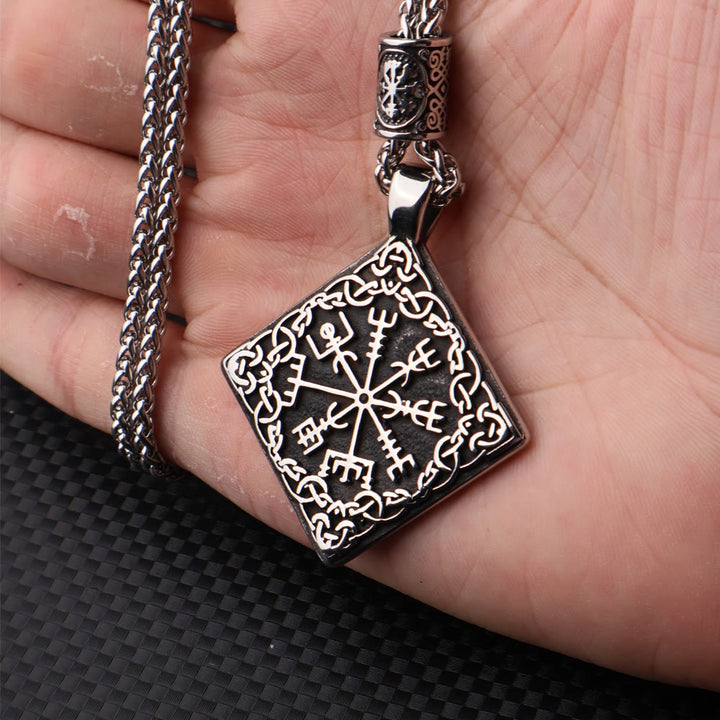 WorldNorse Celtic Knot Surround Vegvisir Geometric Necklace