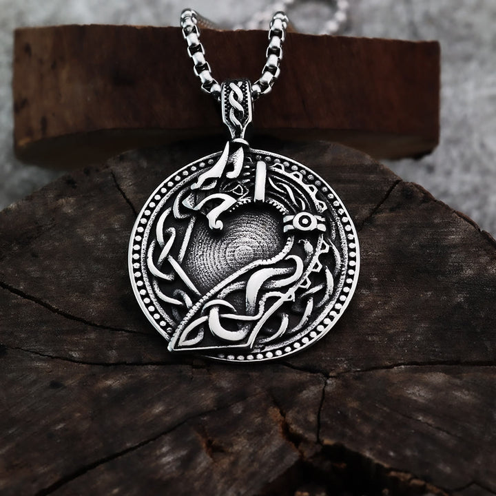 WorldNorse Viking Wolf Head Celtic Pendant Necklace
