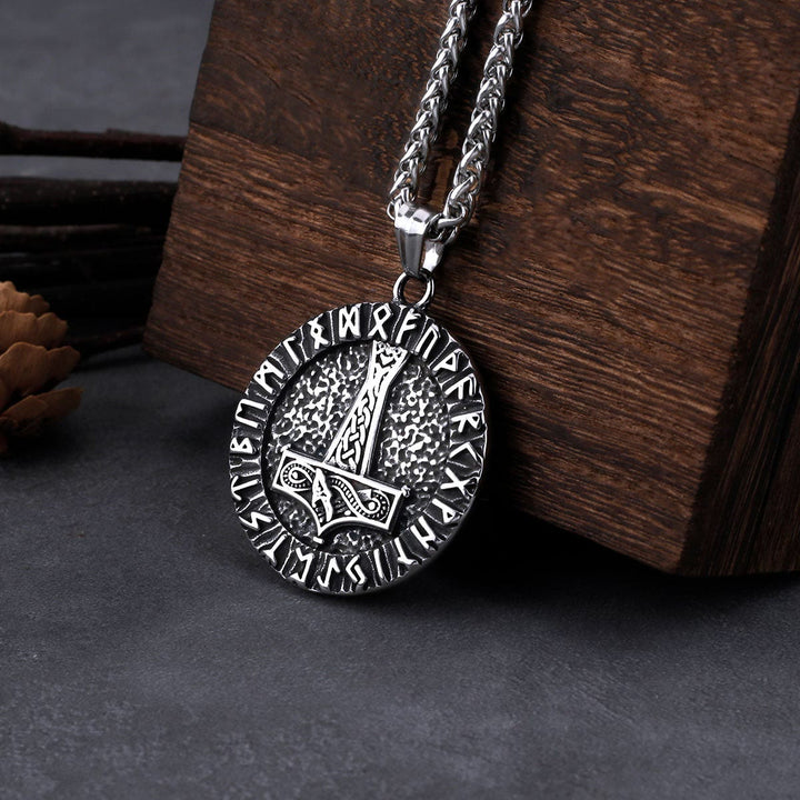WorldNorse Thor's Hammer With Circle Of Runes Necklace