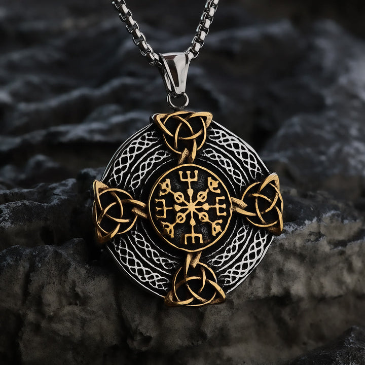 WorldNorse Vegvisir Celtic Knot Triple Necklace